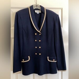Vintage St. John Couture by Marie Gray navy blue blazer